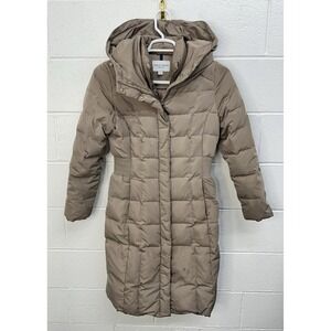 Cole Haan Hooded Quilted‎ Puffer Coat Cashew / Women's Small